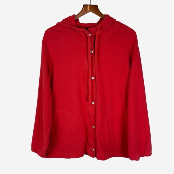 Eileen Fisher Tops - Eileen Fisher Woman Organic Cotton Full Zip Hoodie Size 2X Tomato Red Pockets